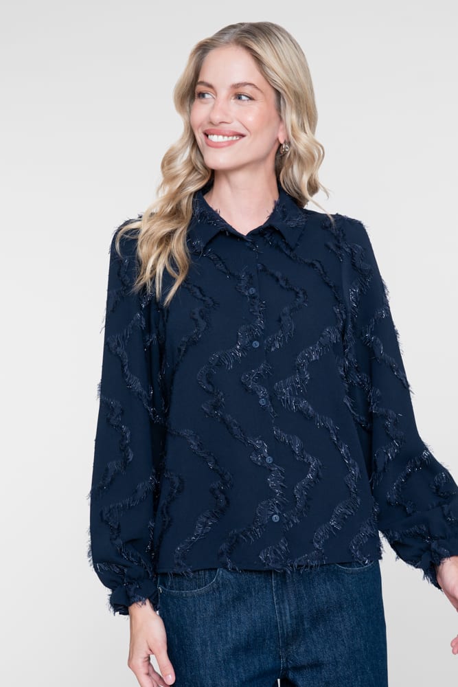 Geisha 63909-20 blouse l/m dames blue denim - Navy