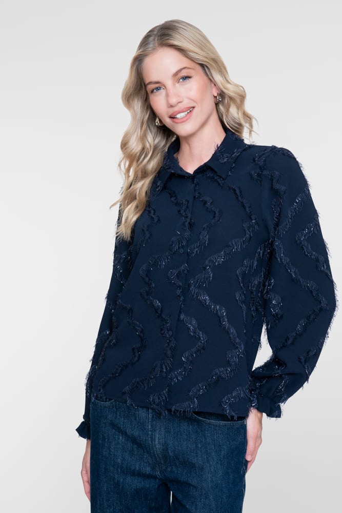 Geisha 63909-20 blouse l/m dames blue denim - Navy