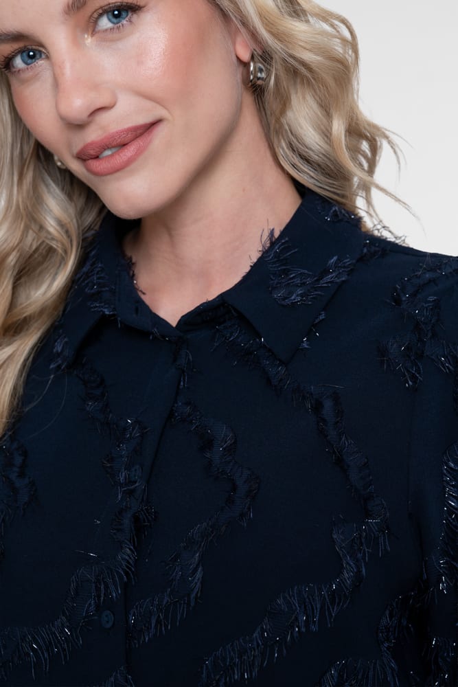 Geisha 63909-20 blouse l/m dames blue denim - Navy