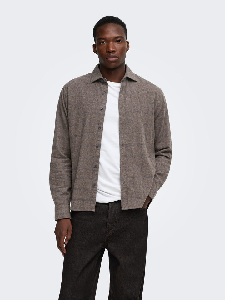 ONLY &amp; SONS 22039086 Salon overhemd l/m grijs dessin – heren