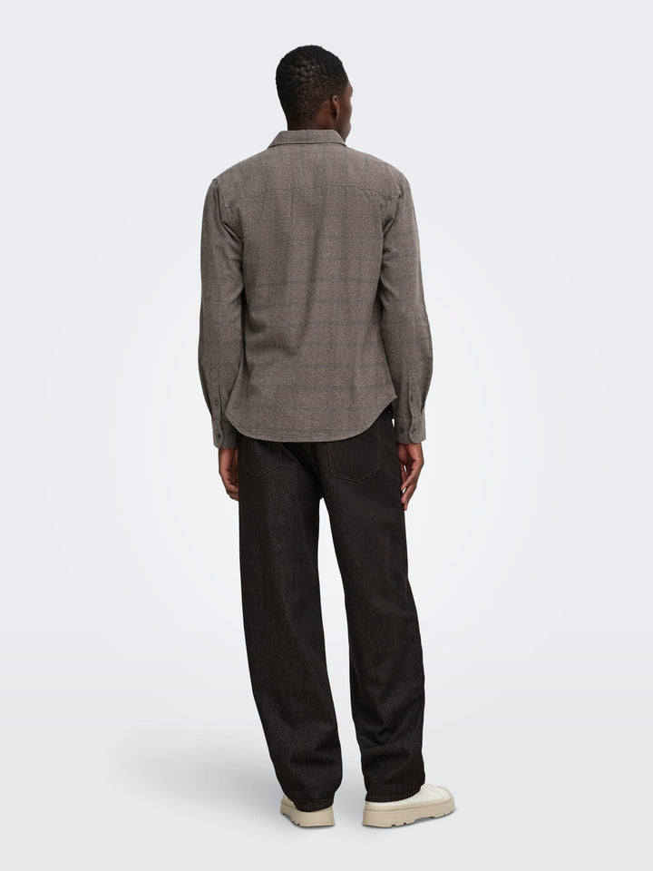 ONLY &amp; SONS 22039086 Salon overhemd l/m grijs dessin – heren