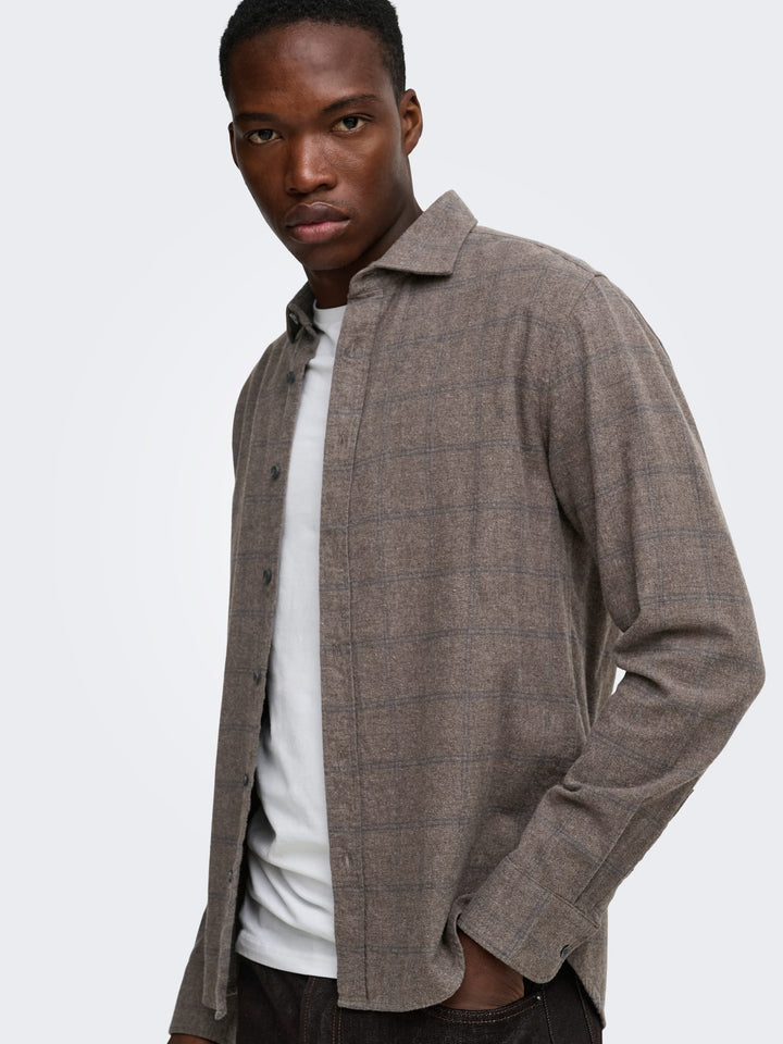ONLY &amp; SONS 22039086 Salon overhemd l/m grijs dessin – heren