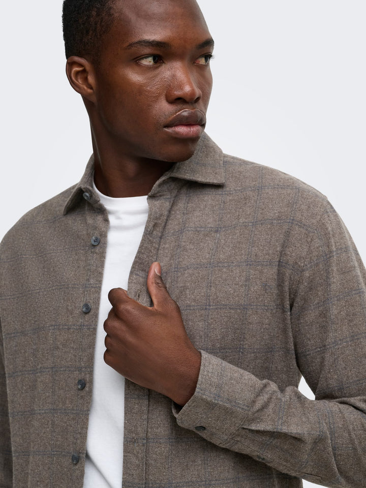 ONLY &amp; SONS 22039086 Salon overhemd l/m grijs dessin – heren