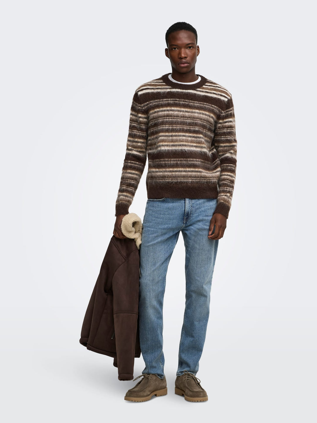 ONLY &amp; SONS 22039405 Aiden trui heren bruin dessin