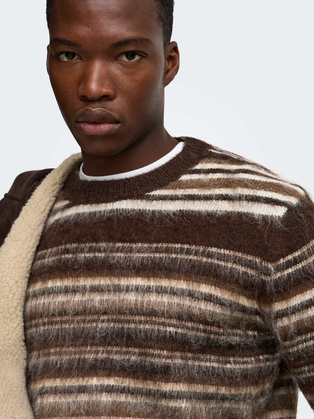 ONLY &amp; SONS 22039405 Aiden trui heren bruin dessin