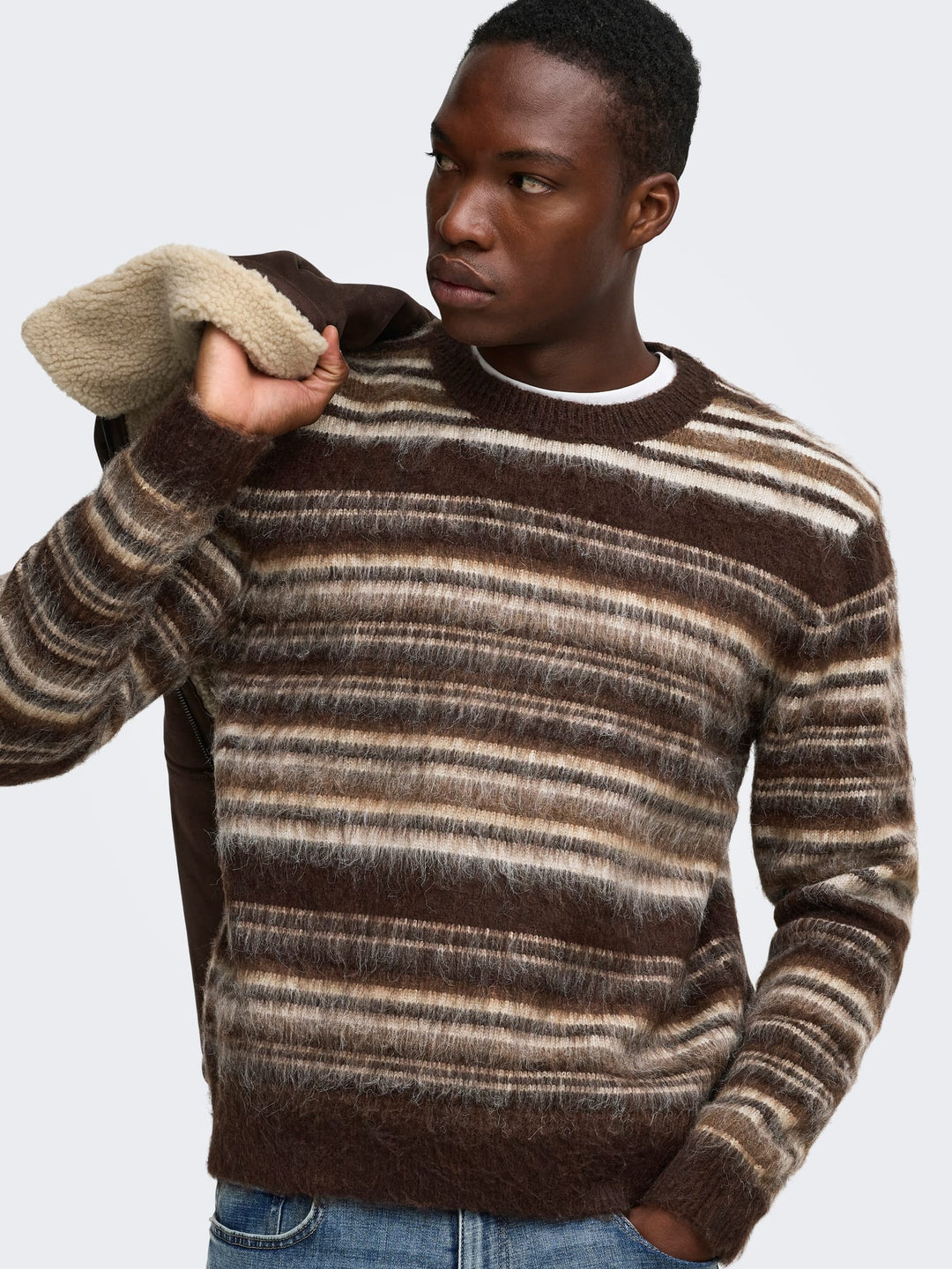 ONLY &amp; SONS 22039405 Aiden trui heren bruin dessin