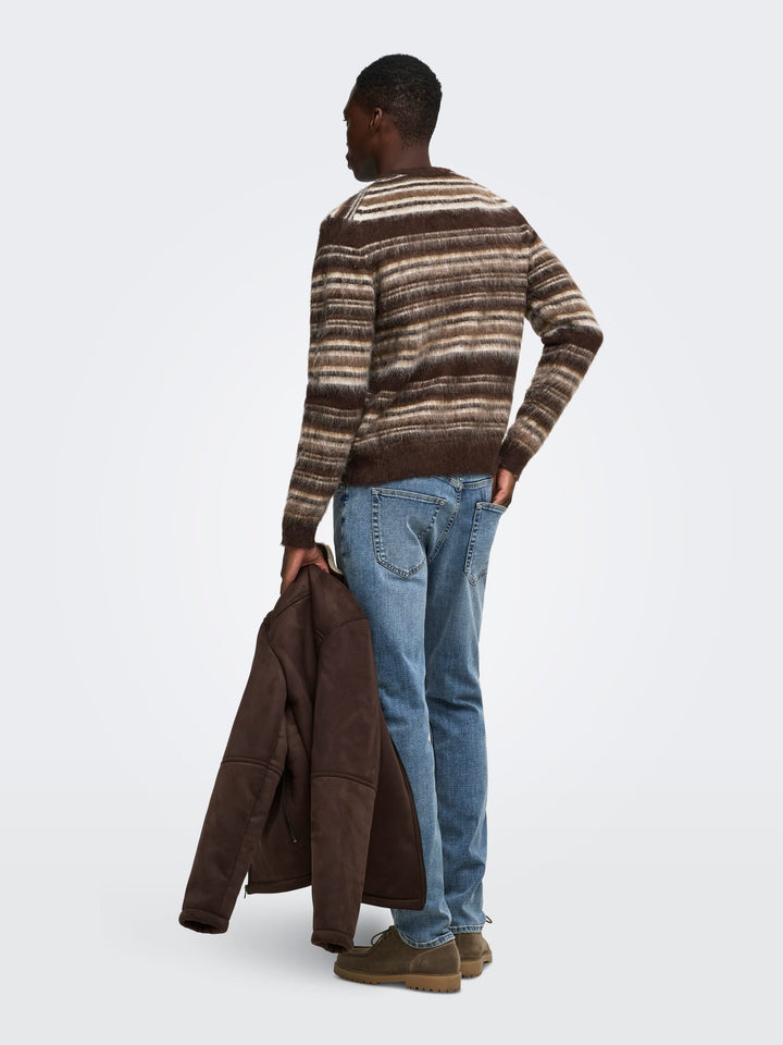 ONLY &amp; SONS 22039405 Aiden trui heren bruin dessin