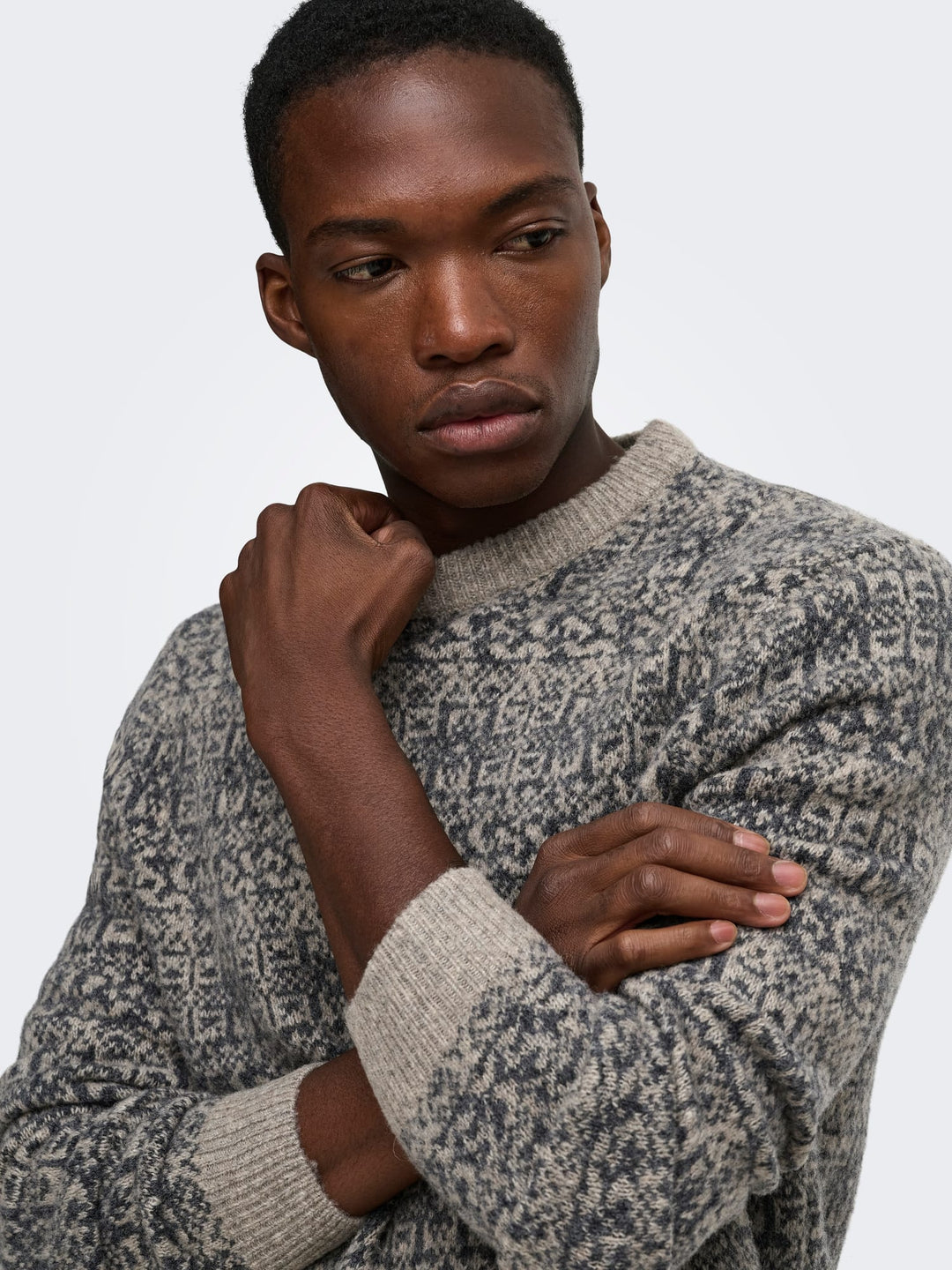 ONLY &amp; SONS 22039416 sage trui bruin dessin – heren