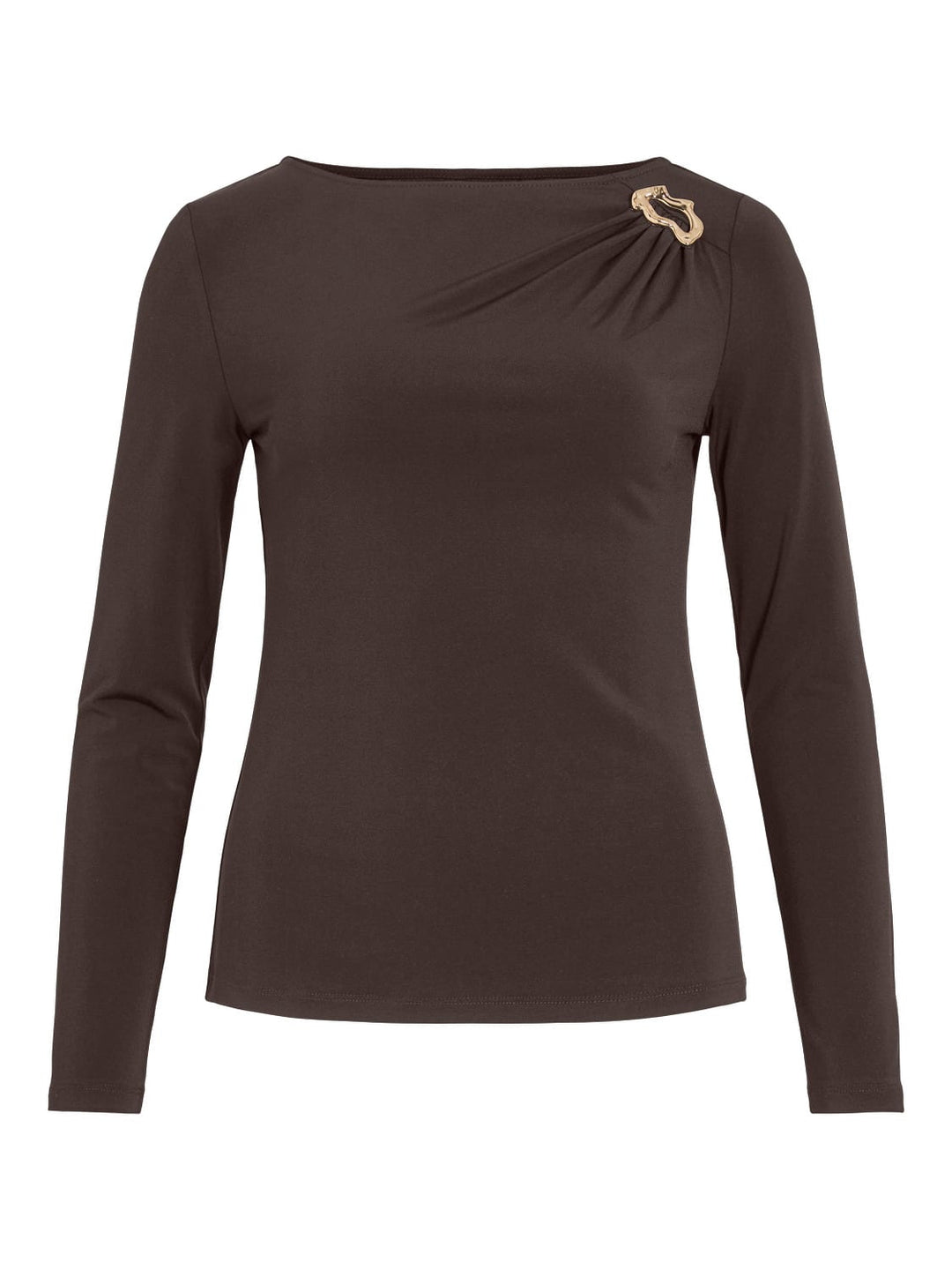 Vila 14118139 Justine t-shirt l/m bruin