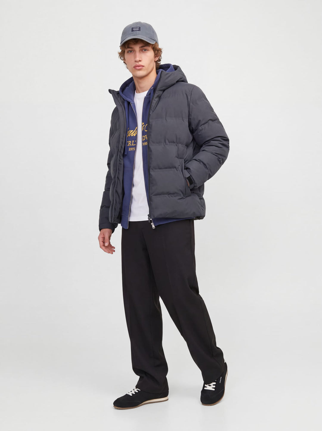 Jack &amp; Jones 12298804 sage winterjas antraciet – heren