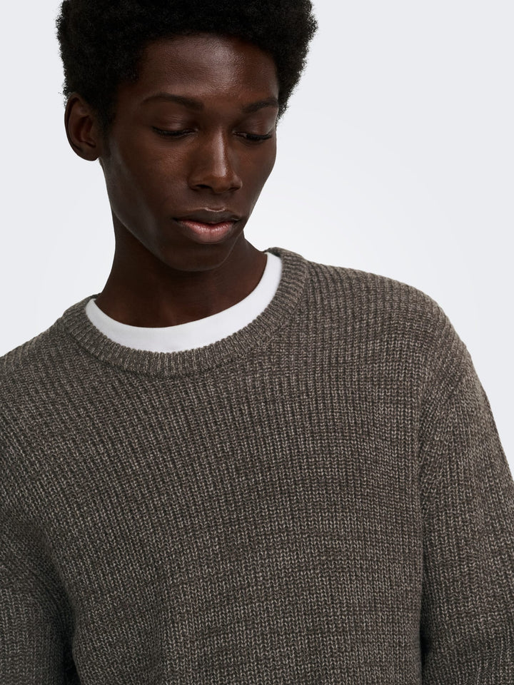 ONLY &amp; SONS 22039894 Jonas trui bruin melee – heren