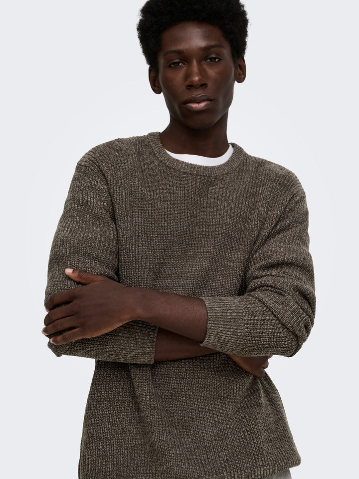 ONLY &amp; SONS 22039894 Jonas trui bruin melee – heren