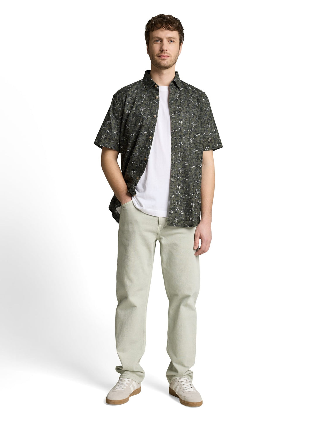 Tom Tailor 1049615 overhemd k/m heren groen dessin