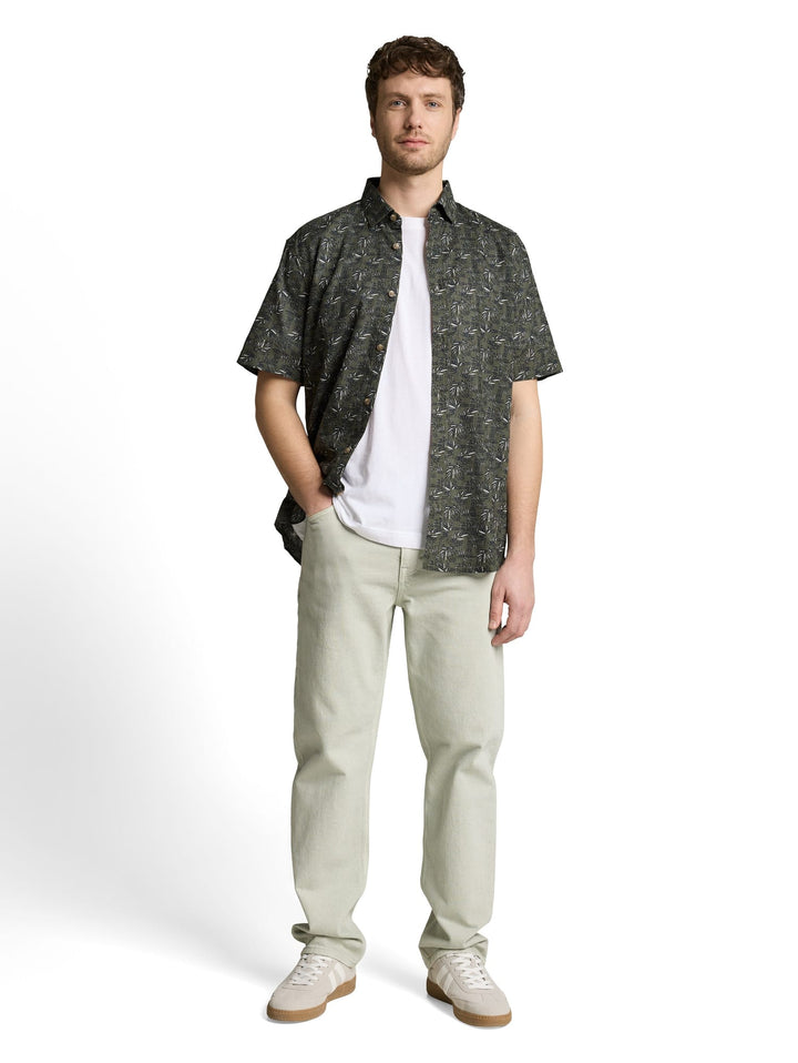 Tom Tailor 1049615 overhemd k/m heren groen dessin