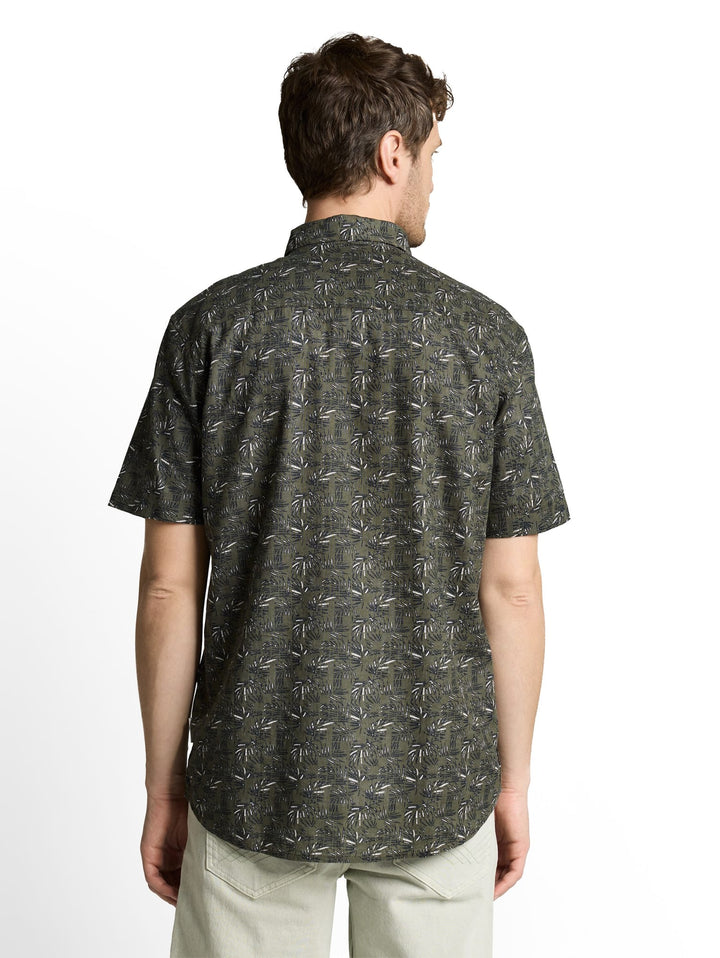 Tom Tailor 1049615 overhemd k/m heren groen dessin