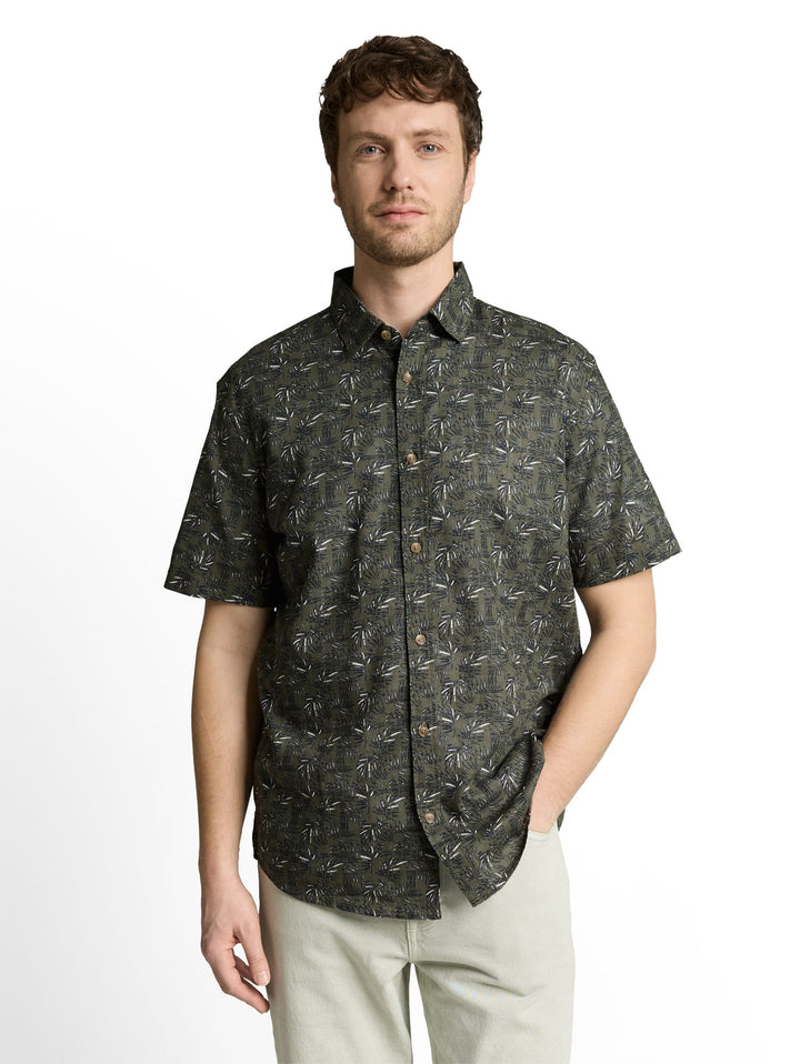 Tom Tailor 1049615 overhemd k/m heren groen dessin