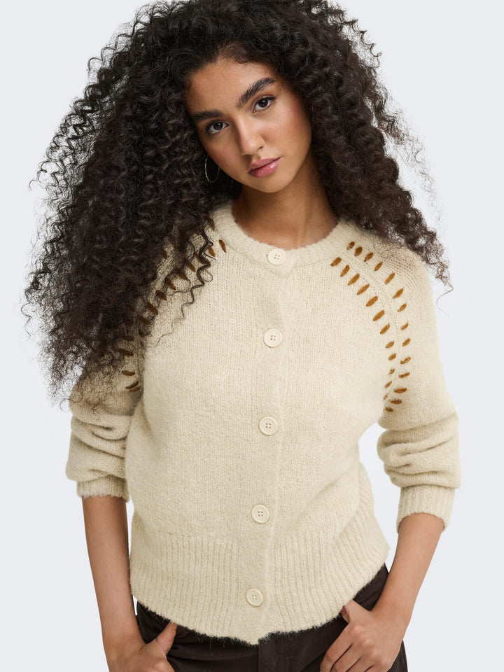 jacqueline de yong 15379819 Zoey vest gebreid beige