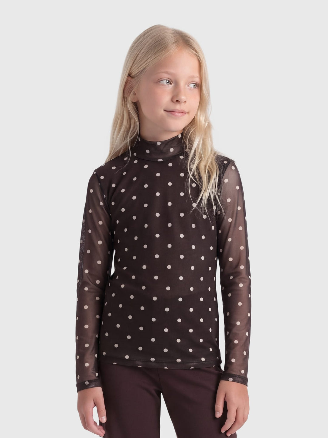 kids only KOGERICA LIFE MESH L/S TOP VD JRS bruin dessin – meisjes
