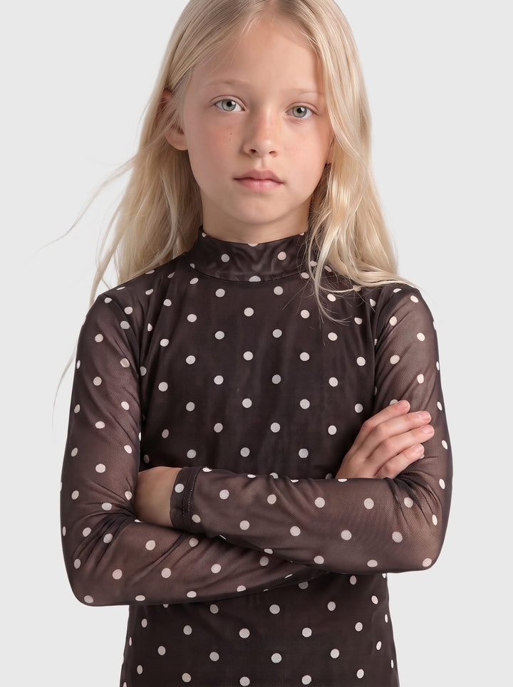 kids only KOGERICA LIFE MESH L/S TOP VD JRS bruin dessin – meisjes