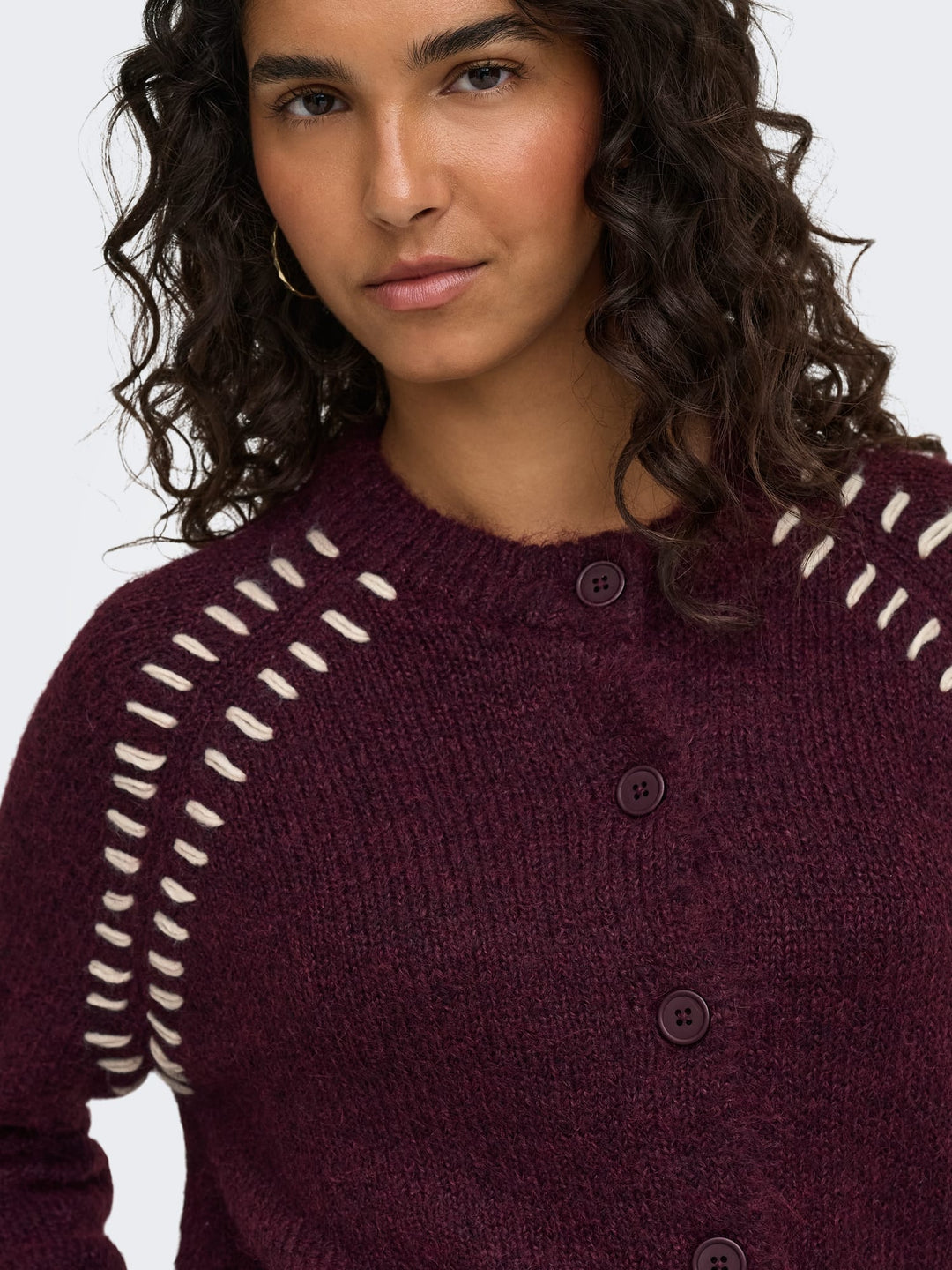 jacqueline de yong 15379819 Zoey vest gebreid bordeaux