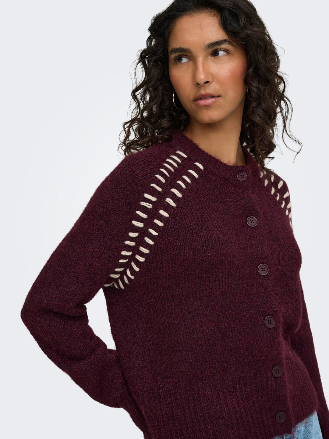 jacqueline de yong 15379819 Zoey vest gebreid bordeaux