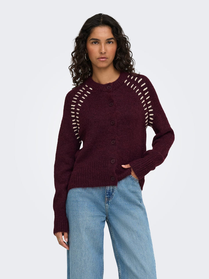 jacqueline de yong 15379819 Zoey vest gebreid bordeaux
