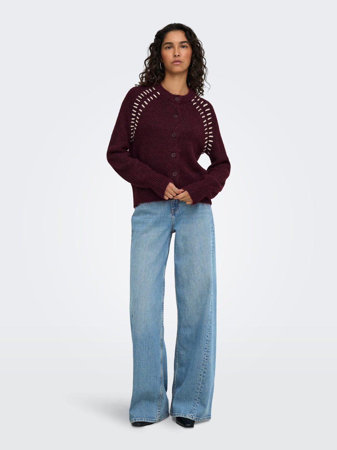 jacqueline de yong 15379819 Zoey vest gebreid bordeaux