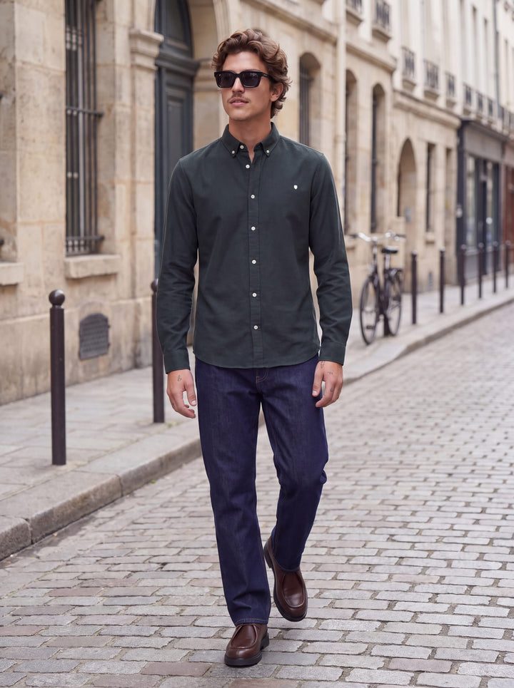 Jack &amp; Jones 12284463 blake overhemd l/m donkergroen – heren