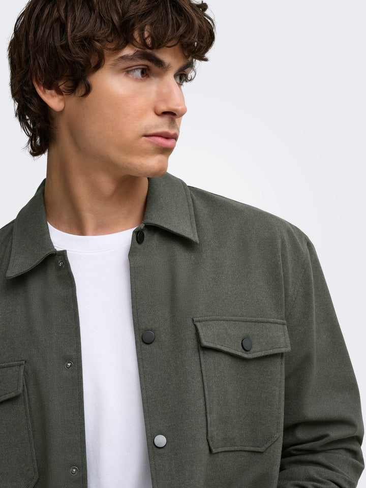ONLY &amp; SONS 22035991 mark overhemd l/m donkergroen – heren