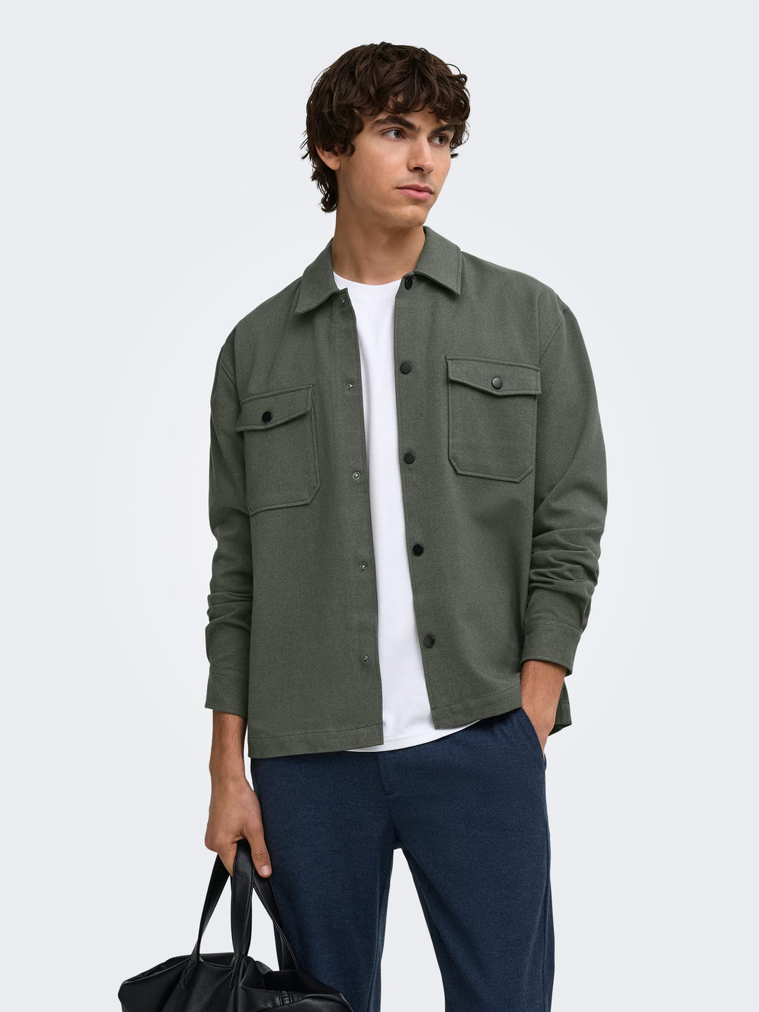 ONLY &amp; SONS 22035991 mark overhemd l/m donkergroen – heren