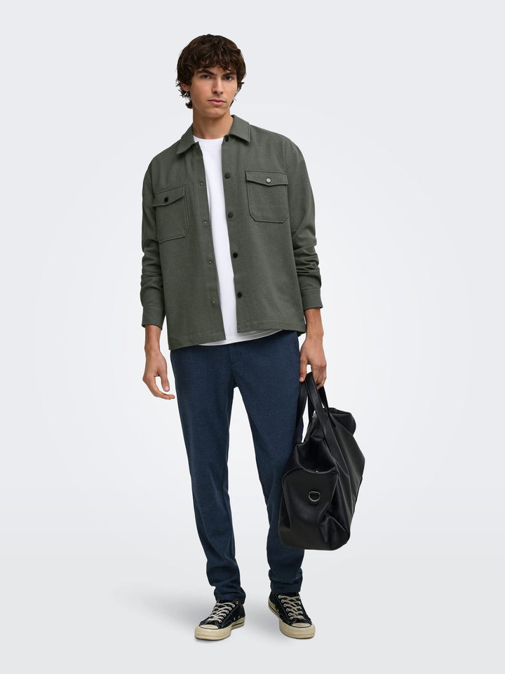 ONLY &amp; SONS 22035991 mark overhemd l/m donkergroen – heren
