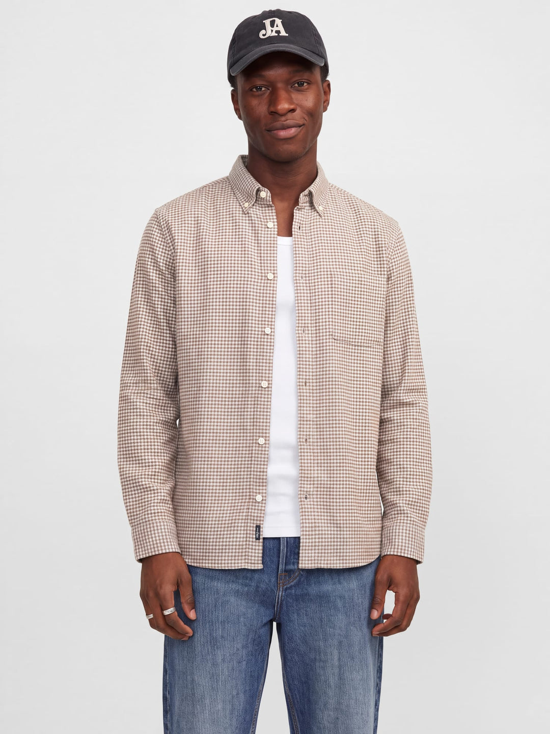 Jack &amp; Jones 12305791 Stanley overhemd l/m zand dessin – heren