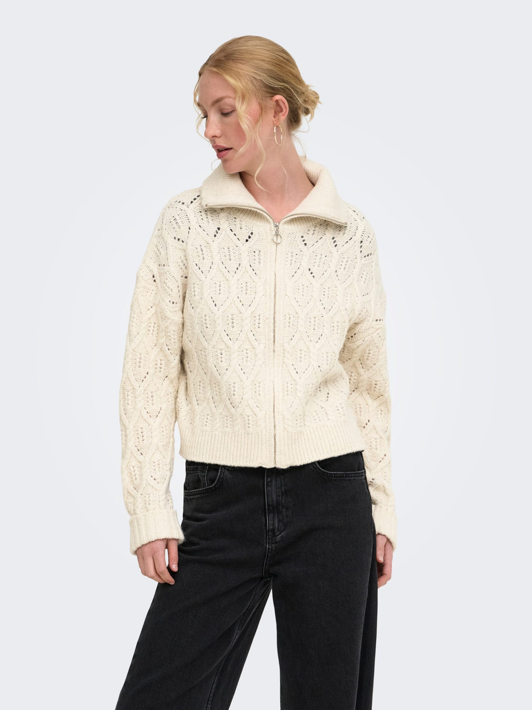 Only 15381489 Freja gebreid vest off-white
