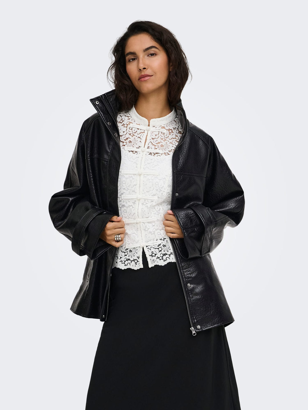 jacqueline de yong 15393587 Raye jack (imitatie) leer zwart