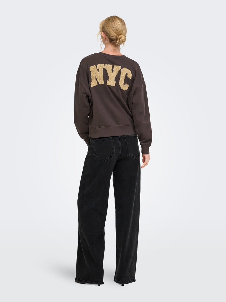 Only 15390754 catrin sweater bruin dessin – dames