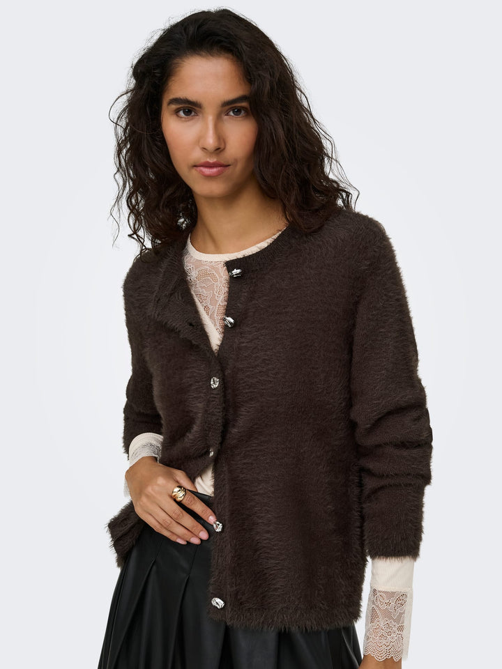 Jacqueline de Yong 15379795 Prime gebreid vest bruin