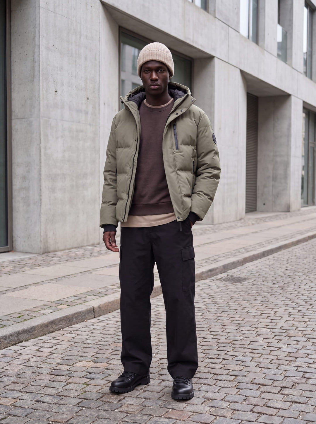 Jack &amp; Jones 12299845 trace winterjas heren olijf