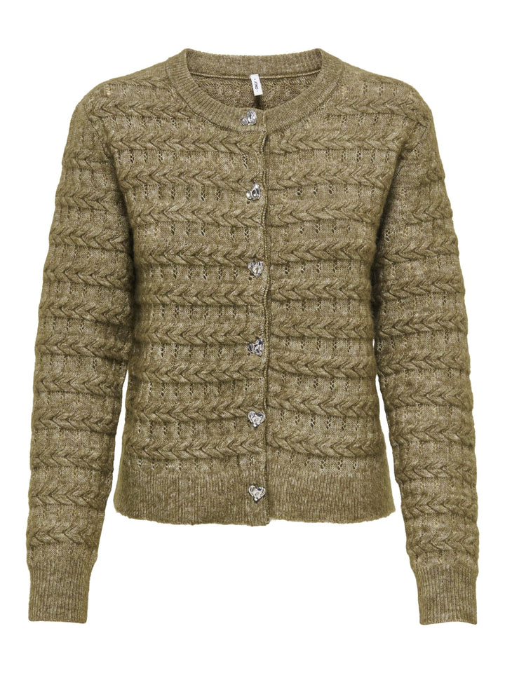 Only 15375144 cabala vest gebreid groen melee – dames