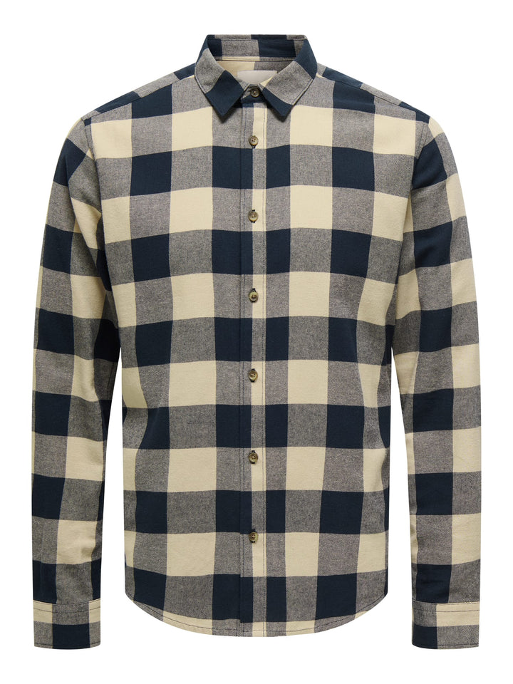 ONLY &amp; SONS 22007112 Gudmund overhemd l/m zand dessin – heren