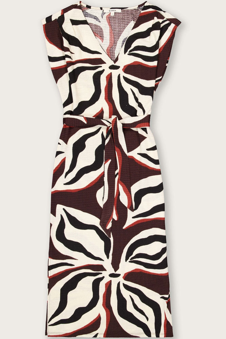 Garcia woman S260082 jurk midi dames ecru dessin