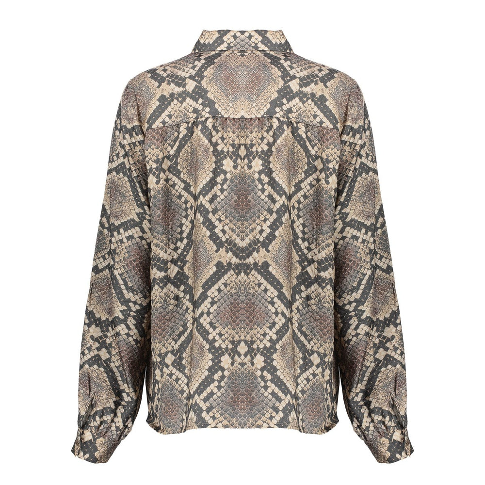 Geisha 53644-20 blouse l/m dames bruin dessin