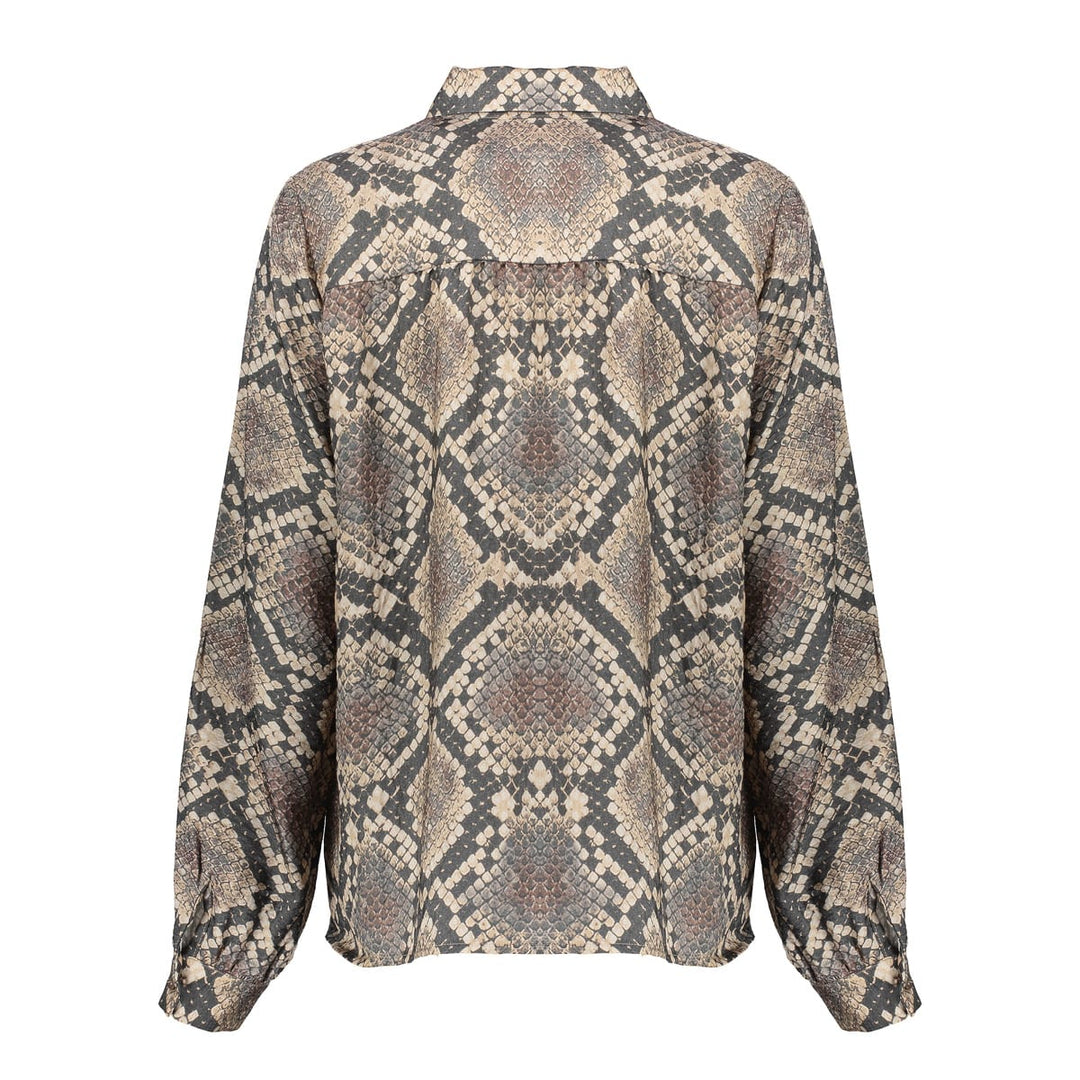 Geisha 53644-20 blouse l/m dames bruin dessin