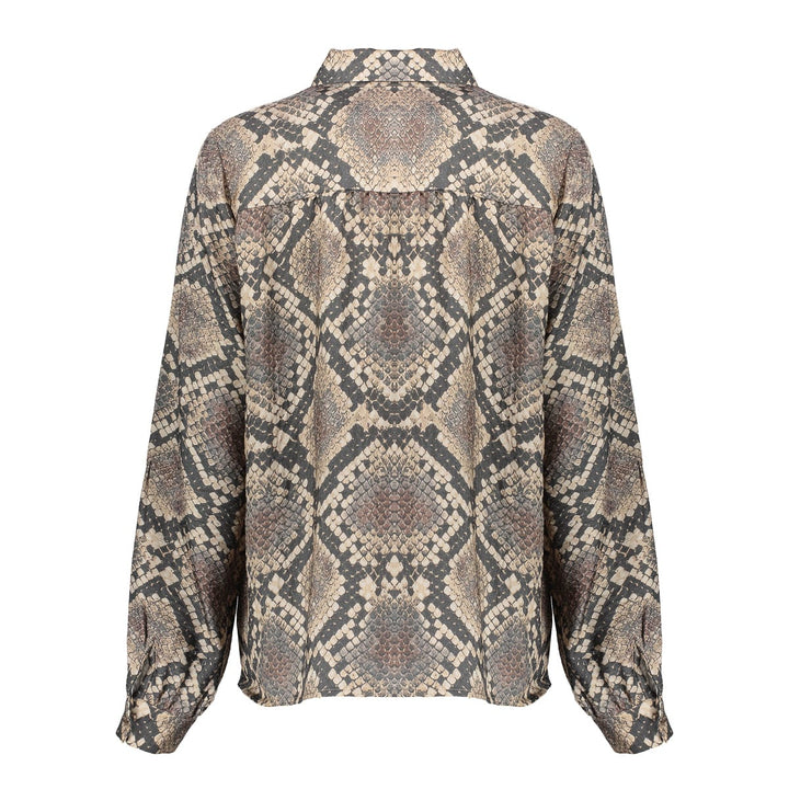 Geisha 53644-20 blouse l/m dames bruin dessin