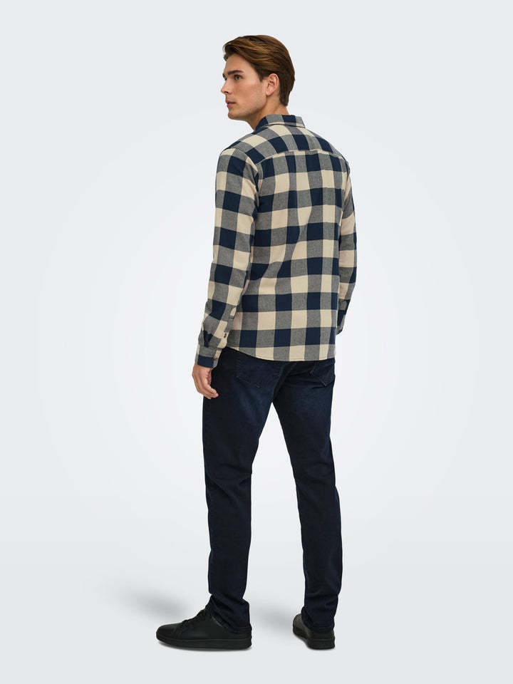 ONLY &amp; SONS 22007112 Gudmund overhemd l/m zand dessin – heren