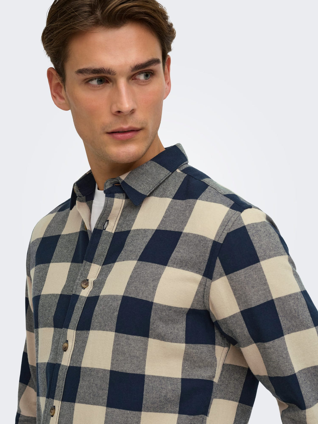 ONLY &amp; SONS 22007112 Gudmund overhemd l/m zand dessin – heren