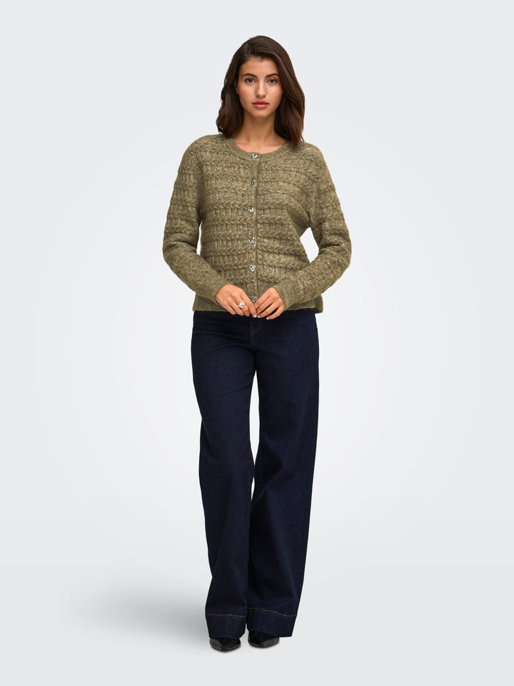 Only 15375144 cabala vest gebreid groen melee – dames