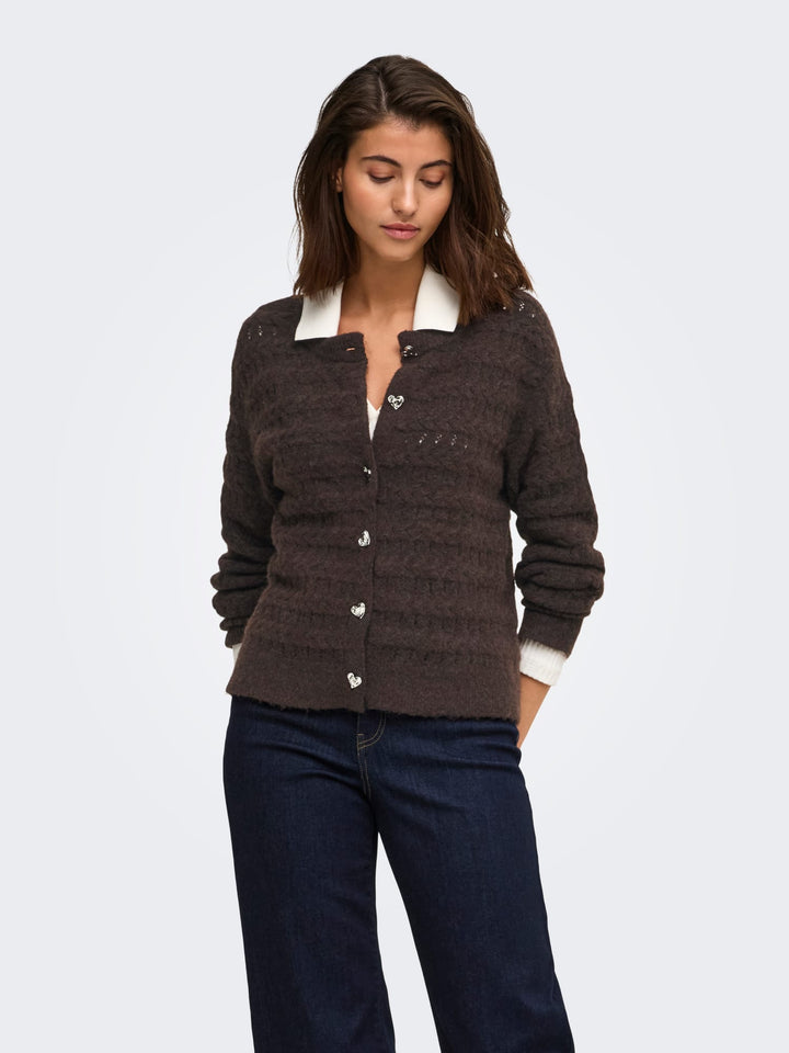 Only 15375144 cabala vest gebreid dames bruin
