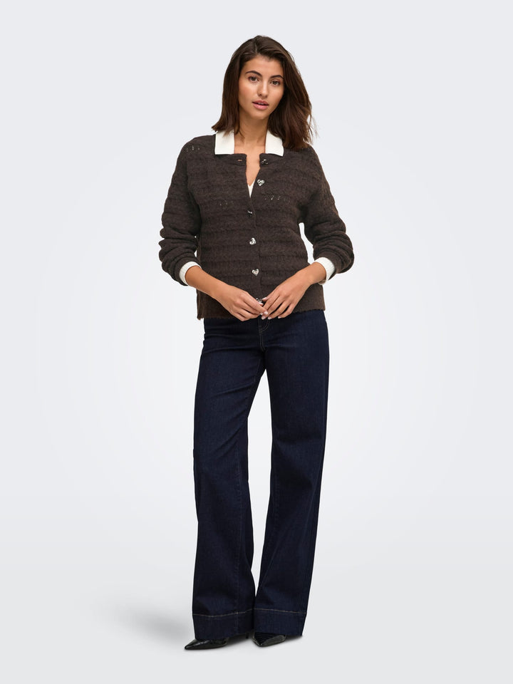 Only 15375144 cabala vest gebreid dames bruin