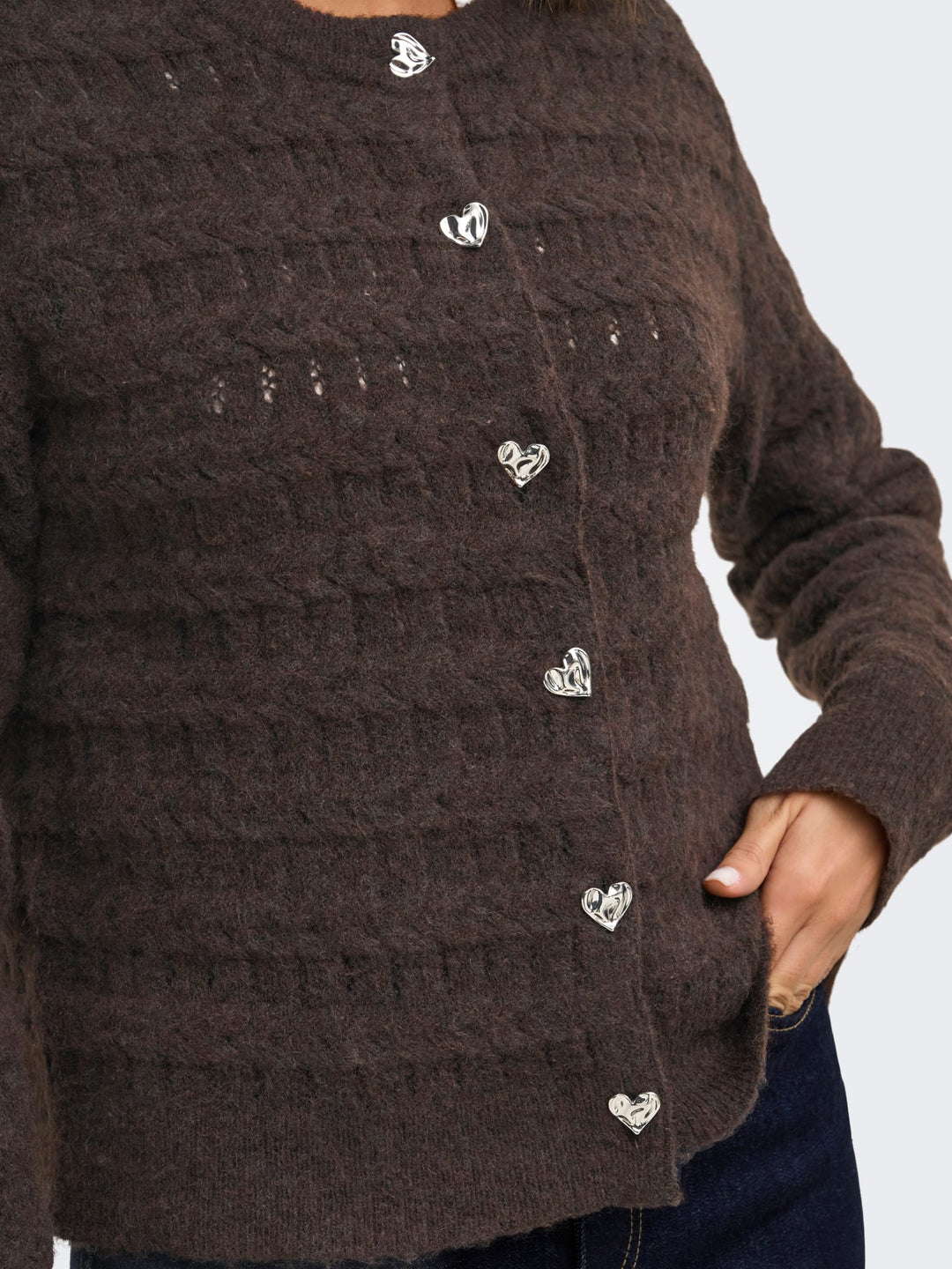 Only 15375144 cabala vest gebreid dames bruin