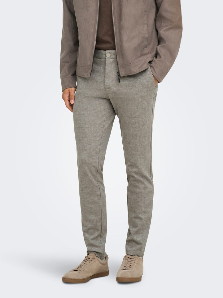 ONLY &amp; SONS 22028113 mark lange broek zand dessin – heren - L32